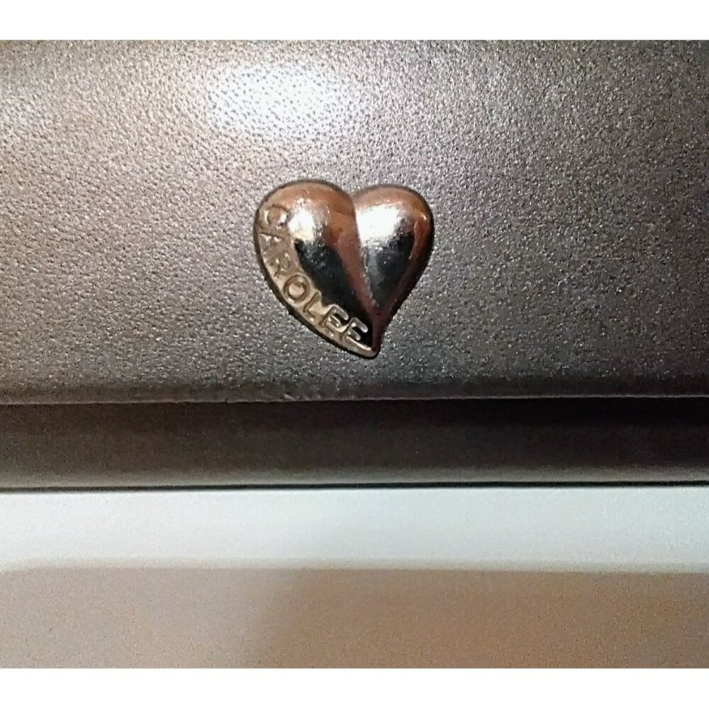 Carolee Grey Faux Leather Eyeglasses Case With Heart Detail & Magnetic Closure - Picture 3 of 10